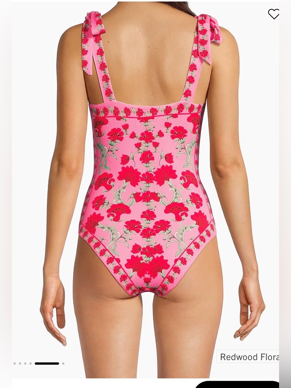 Beach Riot Akira Red Pink Floral Print Swimsuit bow tie straps Sz Large NWT - Picture 4 of 11